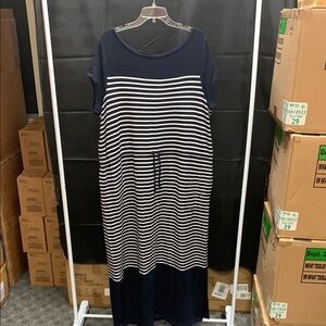 Navy and White Striped Maxi Dress
